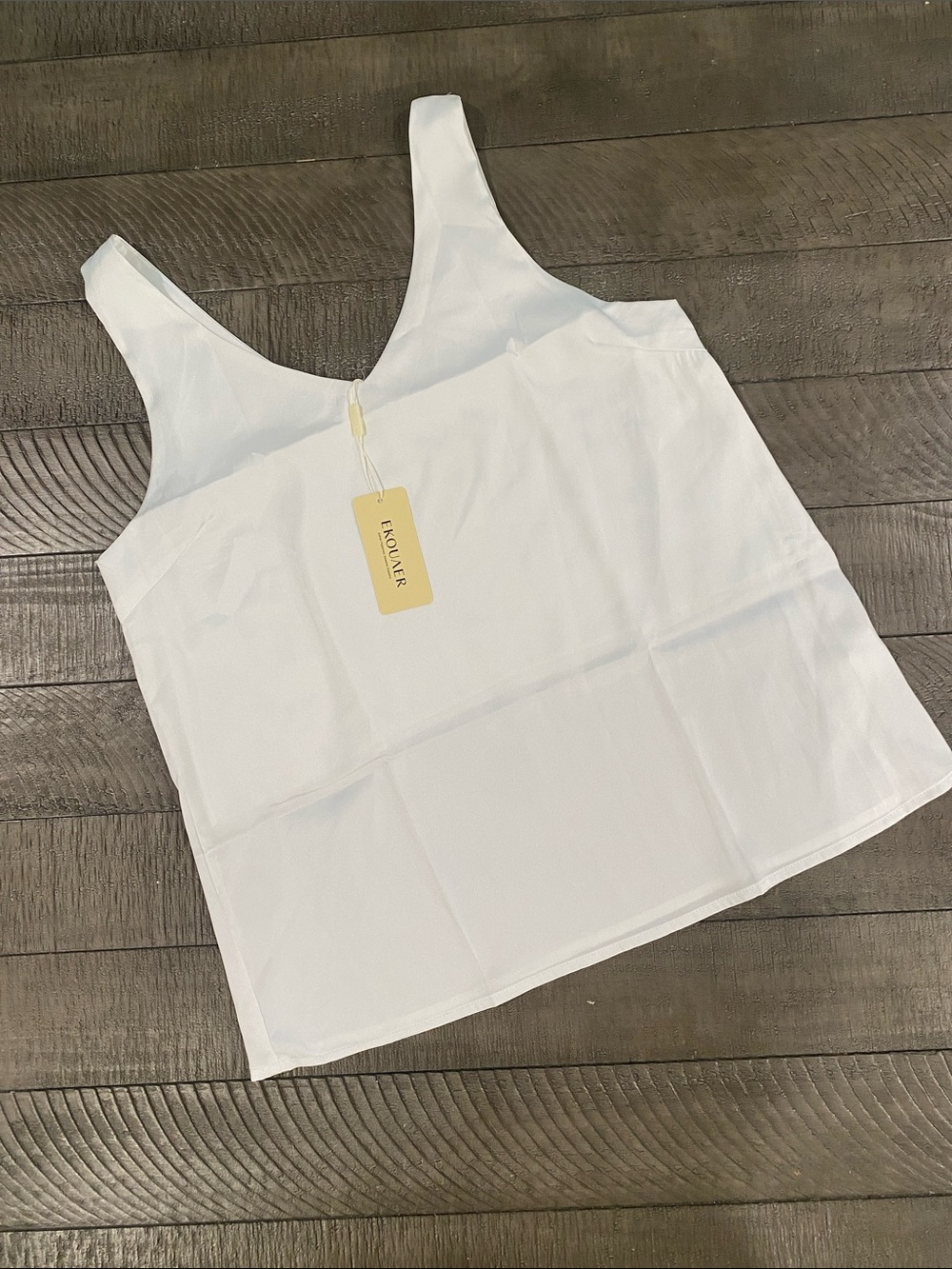 Sleeveless White V-Neck Tank